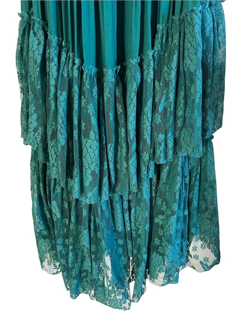 Girls Joyfolie/12 Teal Lace Midi Dress with Tiered Skirt